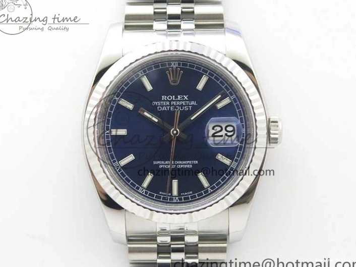 1228 DateJust 36 SS 116234 ARF 1:1 Best Edition 904L Steel Blue Dial on Jubilee Bracelet SH3135 V TravelReady 3214